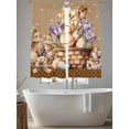 thumbnail image 5 of Easter Bunny Sheer Curtains 72 Inch Length 2 Panels Set Window Treatments, Brown Eggs Flowers Rabbits Vintage Dots Plaid Rod Pocket Semi Curtains for Living Room/Bedroom/Kitchen Décor, 104"W x 72"L, 5 of 7