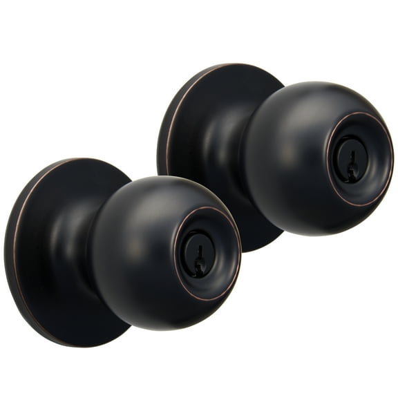 Hyper Tough Keyed Entry Ball Style Doorknob, Oil-Rubbed Bronze Finish, Twin Pack