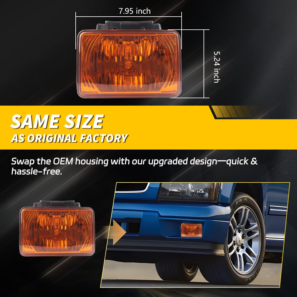 2PCS Amber Lens Front Bumper Fog Lights with  Amber LED For  2004 2005 2006 2007 2008 2009 2010 2011 2012 Chevy Colorado/GMC Canyon 2006 Isuzu i-280/i-350 2007-2008 Isuzu i-290/i-370