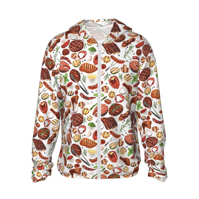 Fotbe Cooking Bbq Chaqueta con Protección Solar UPF 50+ para Hombre y Mujer, Camisa con Capucha y Bolsillos-3X-Large