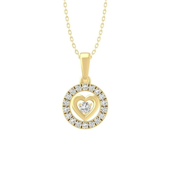 ARAIYA FINE JEWELRY 10K Yellow Gold Round Diamond Heart Pendant with Yellow plating Silver Cable Chain Necklace (1/5 cttw, I-J Color, I2-I3 Clarity) 18"