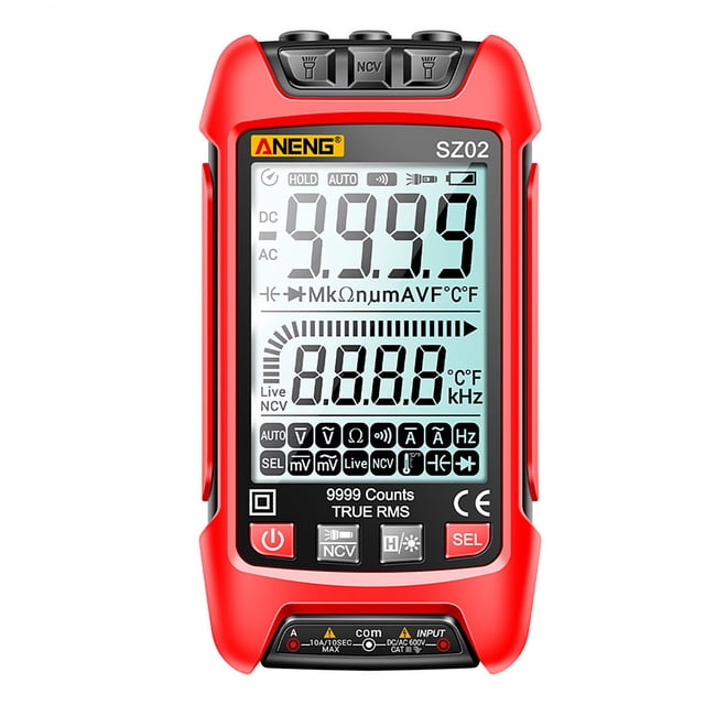 Riwesomey Pantalla digital automática Recuentos de multímetro Probadores de resistencia de mantenimiento de alta precisión 9999 Recuentos Medidores de medidas dimensionales Rojo Riwesomey TO010620-01