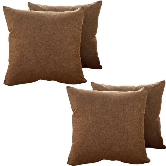 Pack of 4 Couch Throw Pillow Covers 18x18 Inch Soft Decorative Pillow Covers Farmhouse Boho Cushion Covers for Mid Century Modern Home Decor Sofa Bedroom Living Room，Light Coffee Color