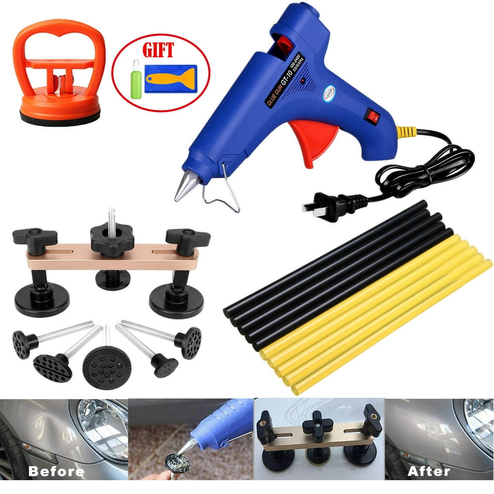Auto Body Paintless Dent Removal Tools Kit Glue Gun Bridge Puller Set