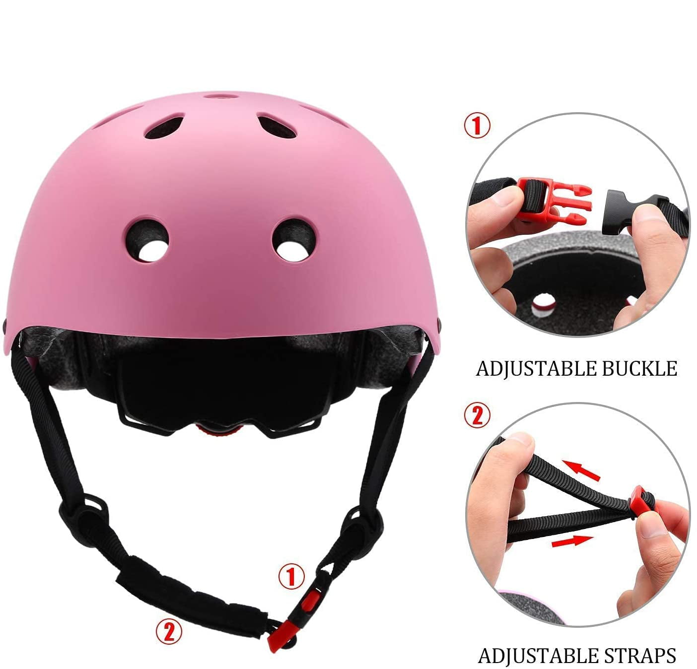 JeeFree Skateboard Helmet,Skate Helmet,Kids Bike Helmets 7-14 years  Girls,Size 55-58cm,Pink
