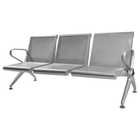 - Rolled Steel 3 Seat Bench Salon Office Brank Airport Reception Waiting Room Chair