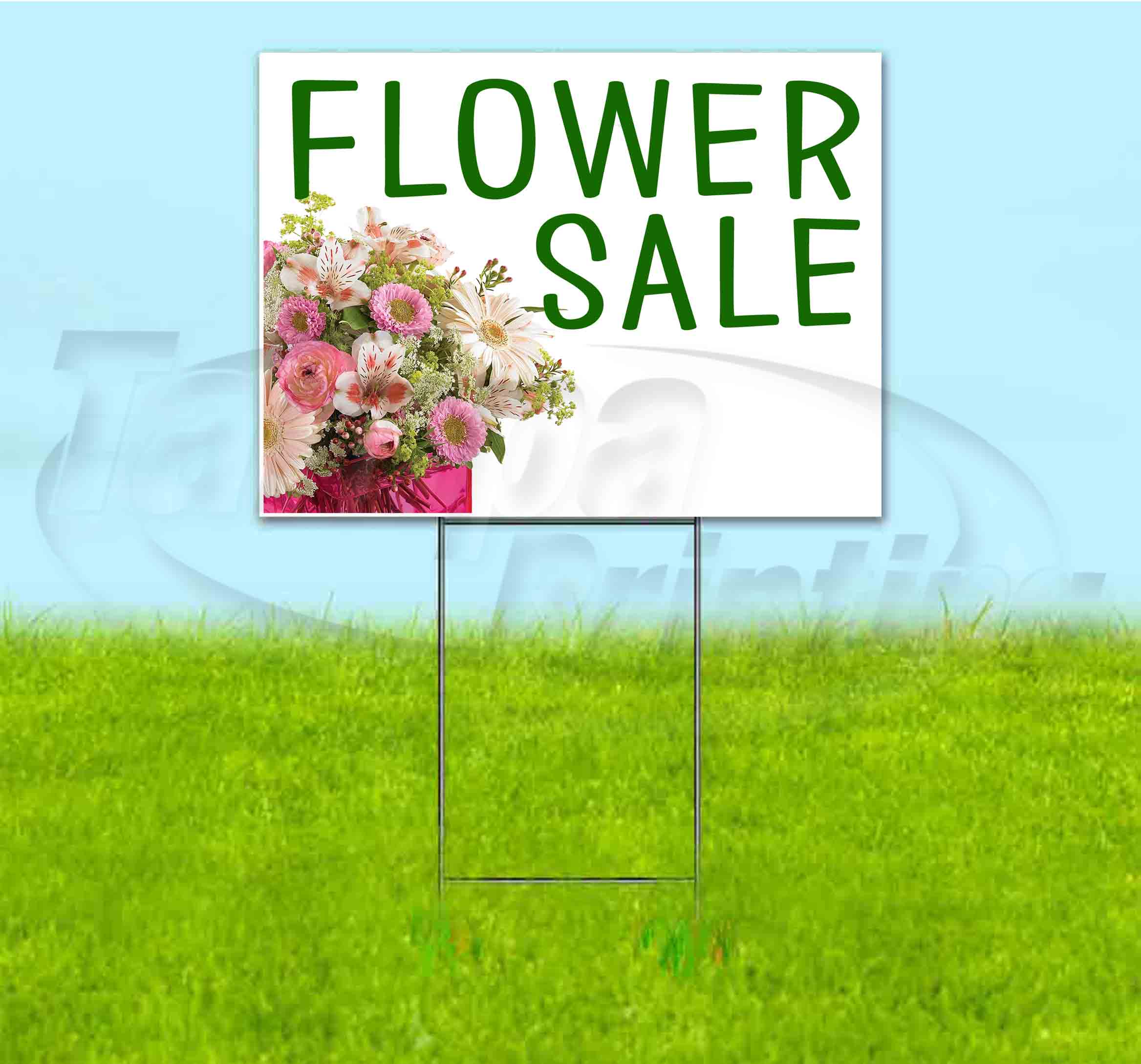 Flower Sale (18" x 24") Yard Sign, Includes Metal Step Stake