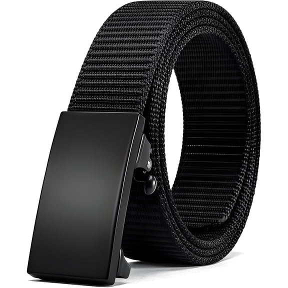 Men’s Nylon Tactical Ratchet Belt, Adjustable Ratcheting Slide Buckle Web Belt for Golf, Work, Casual Outfits, Hiking & Daily Wear
