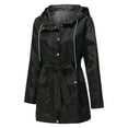 thumbnail image 5 of Duoif Rain Jacket Women, Women's Raincoats with Hood Windbreaker with Belt Lightweight Long Rain Jackets Outdoor Trench Coat Jackets for Women Black L, 5 of 7