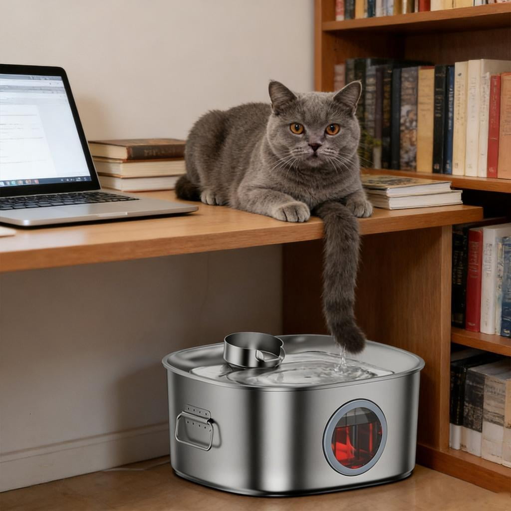 Osdhezcn Automatic Water Fountain For Pet Stainless Steel Circulation System Large Capacity Quiet Water Dispenser Dog Waterer