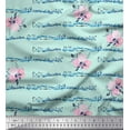 thumbnail image 1 of Soimoi Green Japan Crepe Satin Fabric Leaves & Ranunculus Floral Print Fabric by Yard 42 Inch Wide, 1 of 3