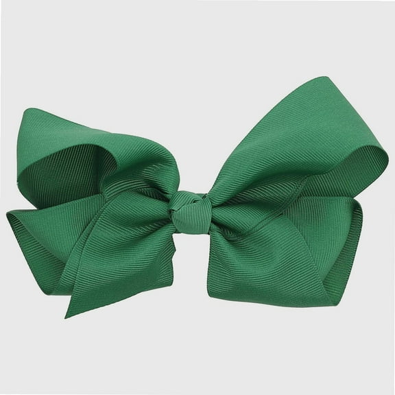 5.5 Inch Grosgrain Hair Bow Clip For Woman And Girls (Emerald Green)