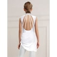 thumbnail image 6 of SiiRoh Girls Elegant Lyrical Dance Dress Sparkly Sleeveless Cutout Backless Mesh Overlay Dancewear Ivory 10, 6 of 7