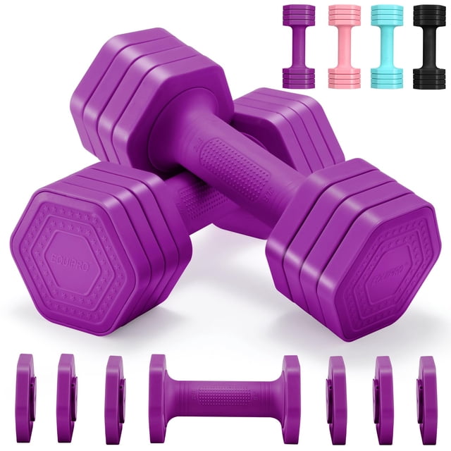 Set de mancuernas ajustables Equipro de 2 a 5 lb con mango suave de TPU