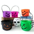 thumbnail image 6 of Plastic Pumpkin Bucket, Pumpkin Candy Bucket with Handle, Halloween Buckets for Kids Party Favors Supplies, Trick or Treat Bucket, Jack O Lantern Bucket, Pumpkin Pail, Halloween Decor, 7.1", Purple, 6 of 9