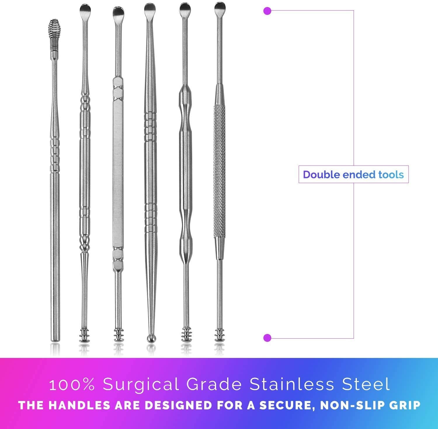 MEDca Ear Wax Removal Kits - Pack of 2-6 Piece Ear Cleansing Tool Set
