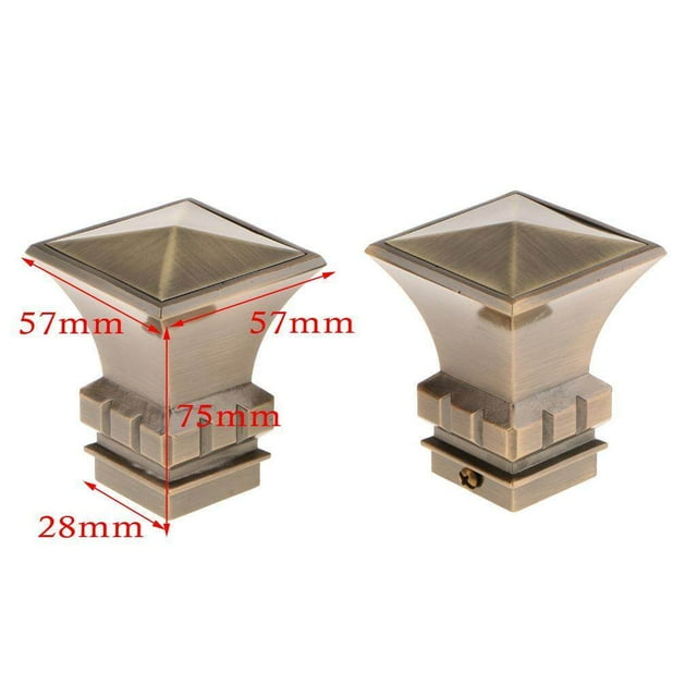 Xingzhi 2Pcs Curtain Rod Ends Drapery Pole Head for Dia. 28mm Rod Square Tower#Bronze