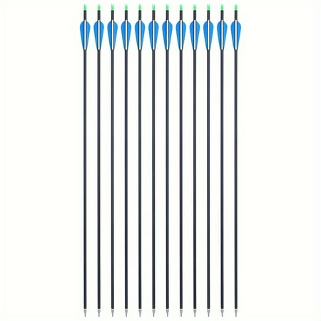 12pcs Rubber Feather Sp500 Hybrid Carbon Arrows with 500 Grain Weight - Heavy-Duty Aerodynamic Design 2 Fins & 1 Fins 500 Grain Tip for Hunting Practice Outdoor Archery