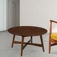 thumbnail image 2 of Coffee Table Round, Wood X Base Frame Cocktail Table, for Living Room, Solid Wood Table，Natural Walnut, 2 of 5