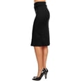 thumbnail image 3 of J. METHOD Women's Midi Skirt Basic Elastic Waist Knee Length Slim Fit Stretch Ponte Pencil Office Solid Skirts NEWSK40 Black L, 3 of 4