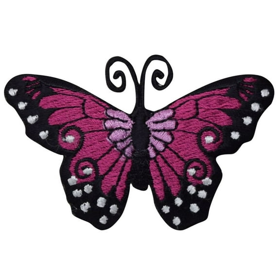 Dark Fuchsia/Black Butterfly - Iron on Applique/Embroidered Patch