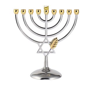 BRTAGG Silver-Plated Menorah Candle Cups, 9 Branches, 7"