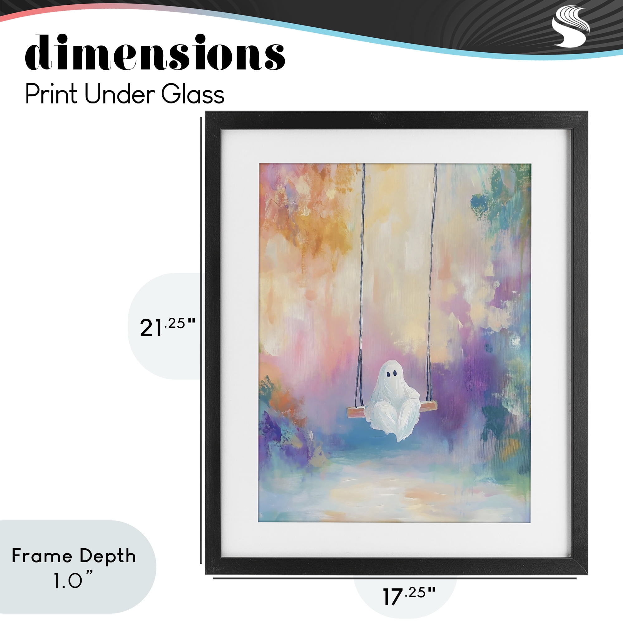 Stupell Industries Watercolor Ghost on Swing Black Framed Print Under Glass, design by The Prints Vibe