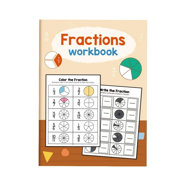 Libro de trabajo de fracción de matemáticas para niños A4 A4 Home Learning Aids con 24 ejercicios para la escuela primaria Profesional Portable