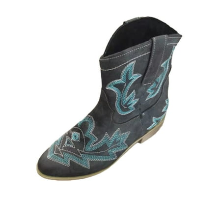 

Boots Clearance VEKDONE Ladies Vintage British Style Shoes Pointed Embroidered Wedge Heel Ankle Boots