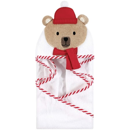 Hudson Baby Animal Face Hooded Towel, Bear with Scarf
