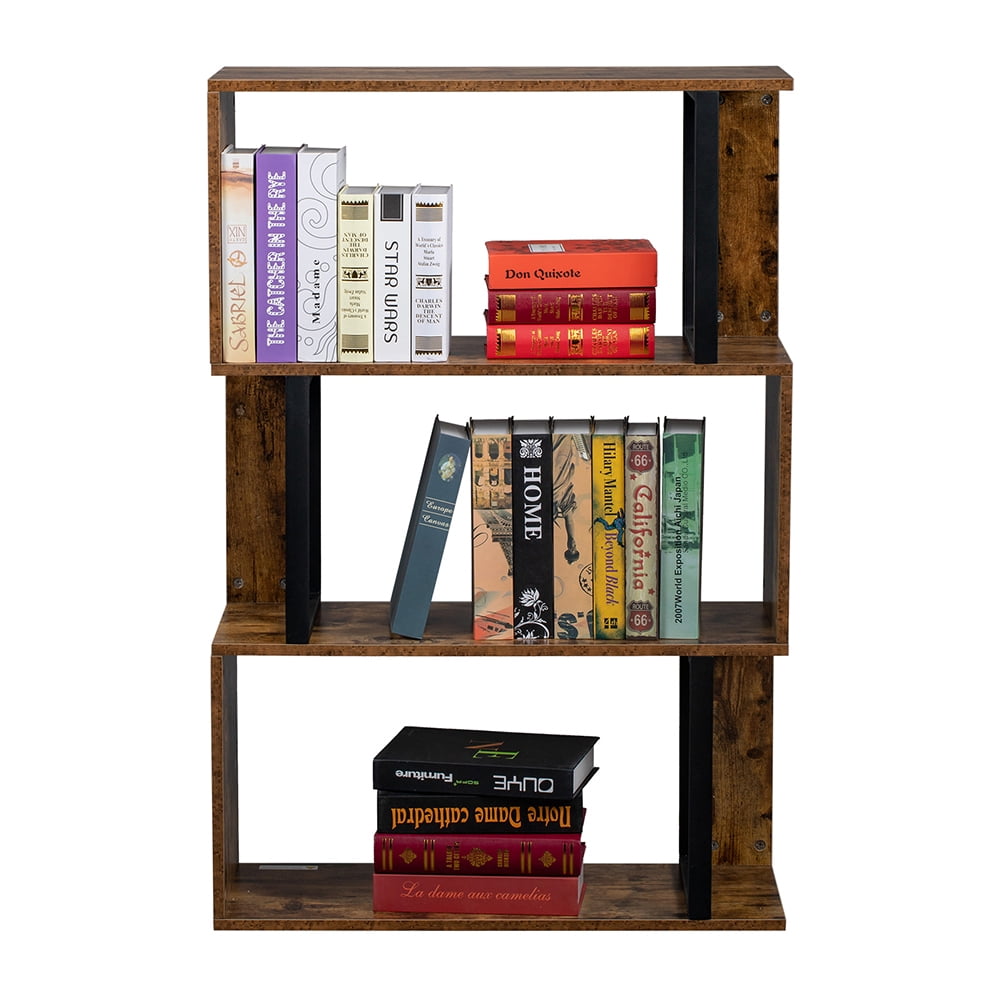 Lowestbest 3 Tier Display Shelf, S-Shaped Bookshelves, for Home, Office, Vintage Brown Industrial Style Lowestbest 3 Tier Display Shelf, S-Shaped Bookshelves, for Home, Office, Vintage Brown Industrial Style