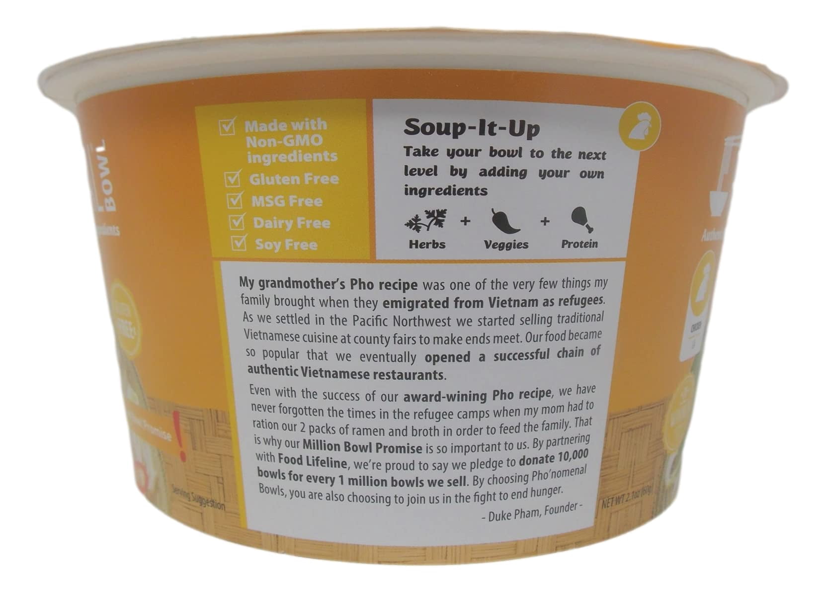 Pho'nomenal Bowl Instant Pho Noodles Gluten Free Low Sodium Vietnamese Soup 3 Flavors (2) Each: Veggie, Chicken, Beef (2.1 Ounces) + MerlinsMart Zine