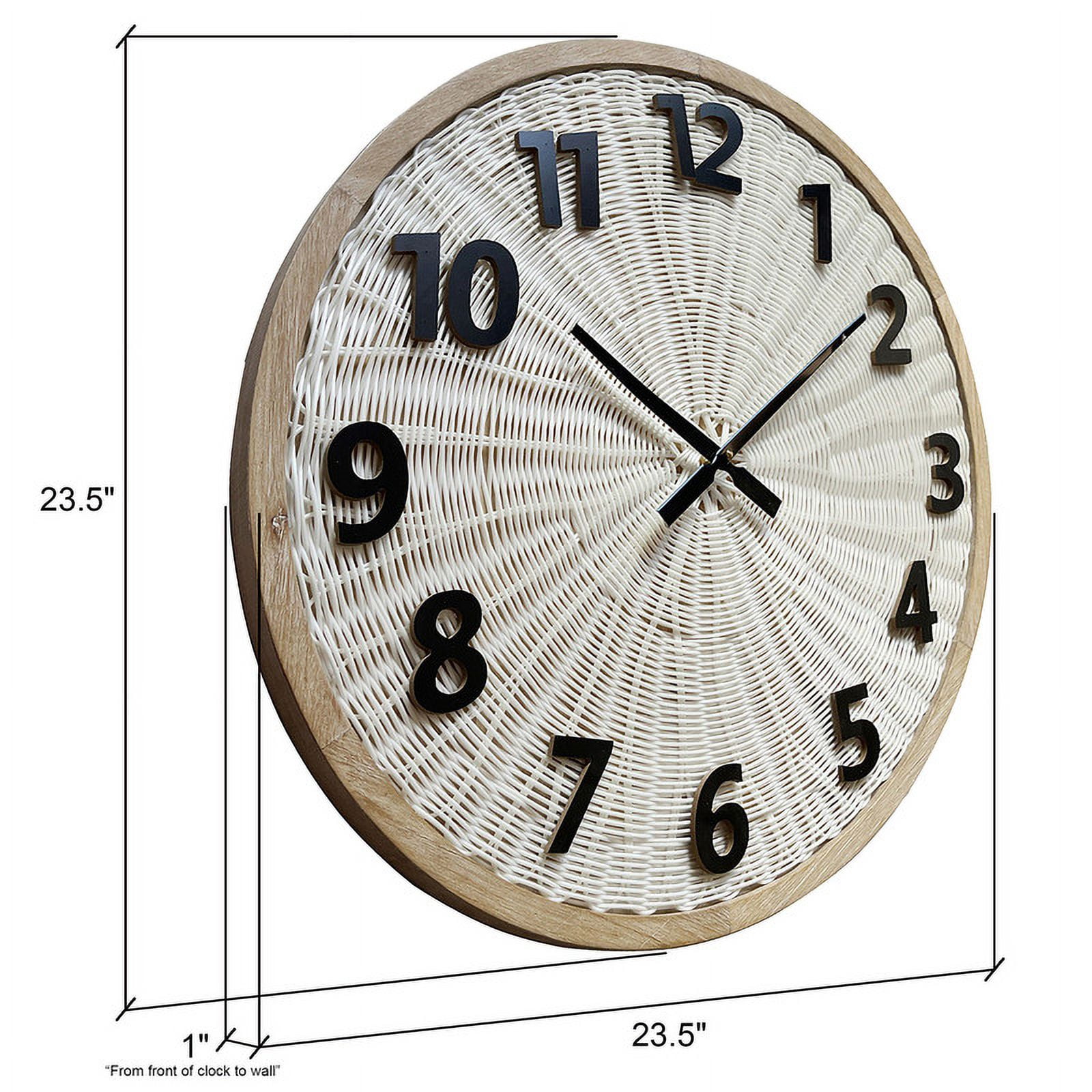 Luciana White Woven Rattan Round Wall Clock