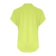 thumbnail image 7 of Plus Size Tops Sawvnm Women's Fashion Solid Button Shirt Female V-Neck Loose T-shirt Blouse Green 5XL, 7 of 7