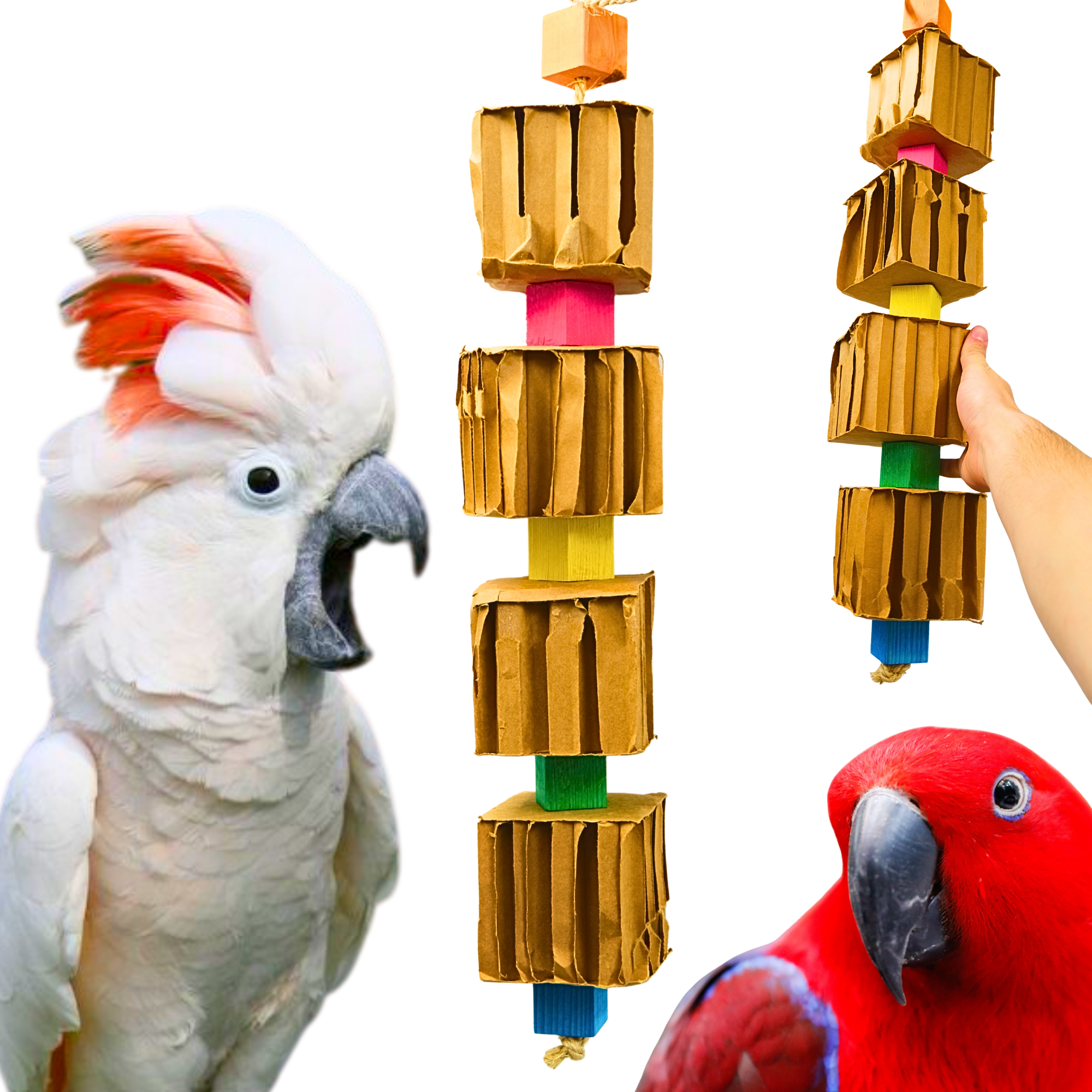 Bonka Bird Toys 3750 Big Quad Blocks N Cube Natural Chew Shred Parrot Cage Toy