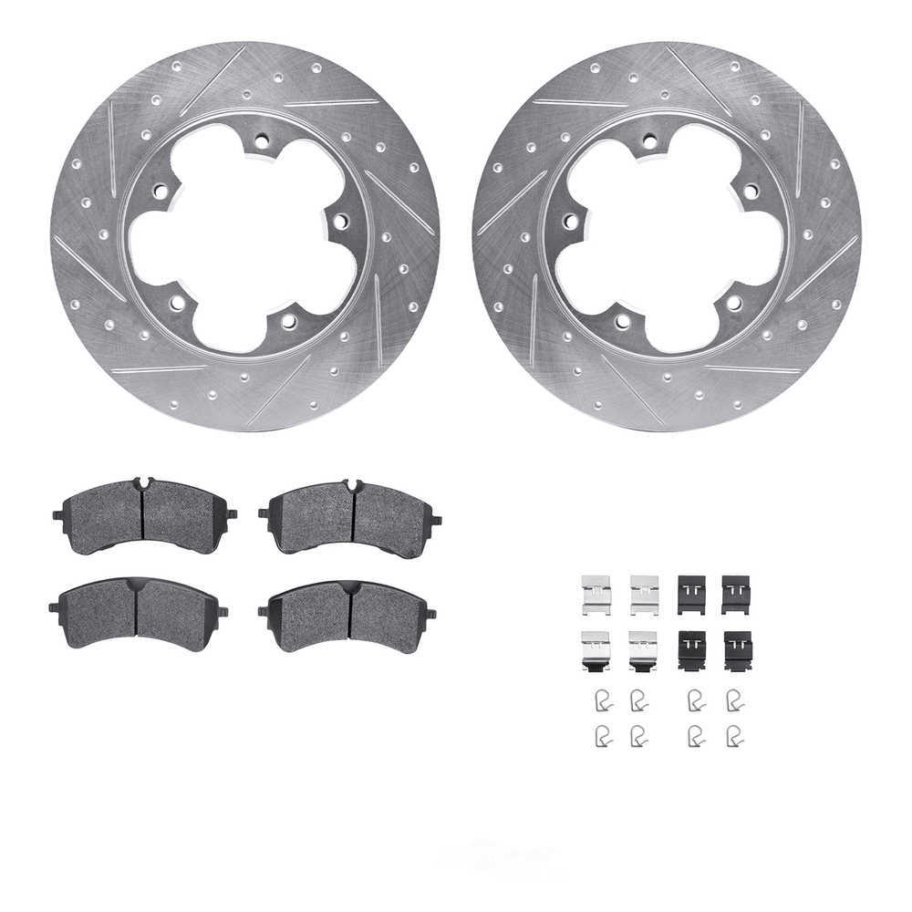 Dynamic Friction Company 7512-99690 DFC Rotors-Drilled and Slotted-Silver with 5000 Advanced Brake