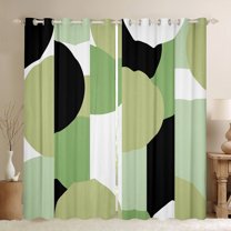 Castle Fairy Abstract Geometric Blackout Curtains Set of 2 (52x84 Each) for Women Men,Black Green White Window Curtains,Vintage Aesthetic Curtains and Drapes,Ultra Soft Home Decor