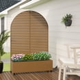 thumbnail image 2 of MAYEERTY 47*16*71"Outdoor Brown Metal Planter with Arch Louvered Climbing Trellis, Drainage hole & Wheels, 2 of 9