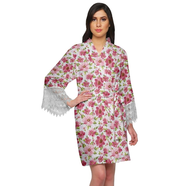 Moomaya Printed Cotton Robes For Women Plus Size Kimono Robe Short Nightwear