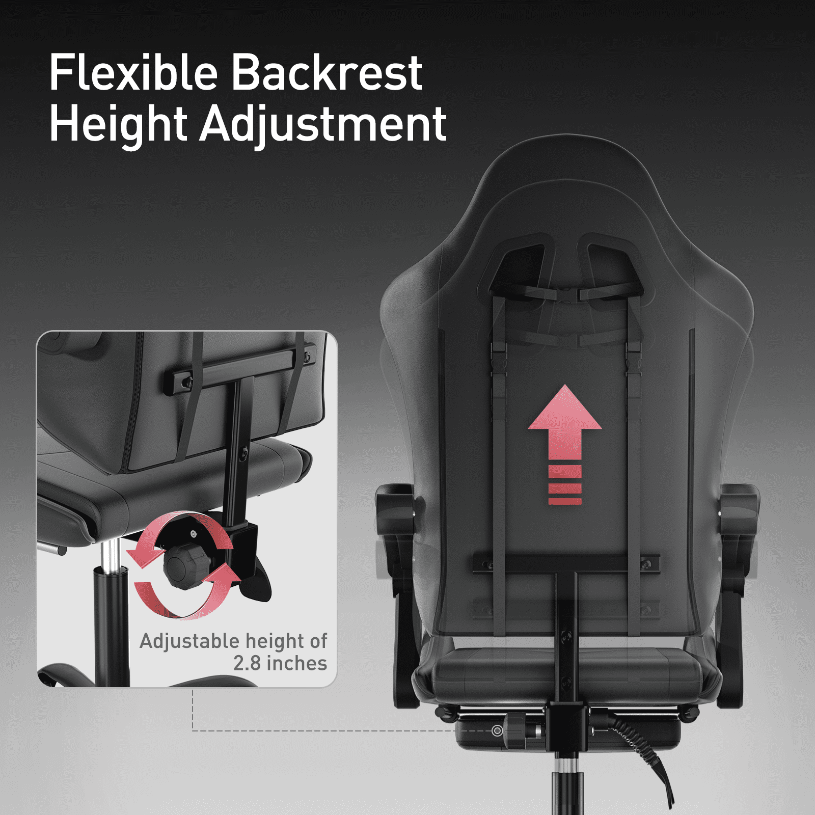 MoNiBloom Ergonomic Gaming Chair with Footrest, Adjustable Headrest and Lumbar Support for Office and Gaming, High-Back Racing Style Computer Desk Chair, Black (Wide Seat)