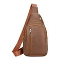 thumbnail image 2 of Men's Leather Crossbody Bag for Travel & Everyday Use,Adjustable Shoulder Strap,Lightweight Chest Bag with Multiple Compartments,Stylish PU Sling Bag for Hiking,Commuting Activities (12.2x6.3x2"), 2 of 3