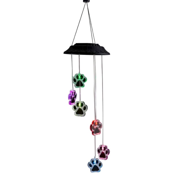 Hapeisy Solar LED Wind Chimes Lights Dogs Cat Outdoor Pet Pawprint
