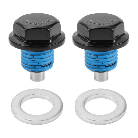 Unique Bargains Universal Oil Drain Plug Anti Leakage Oil Pan Drain Bolt Screw Thread Repair Aluminum 2 Set with Gasket Black Blue Magnetic M14x1.5
