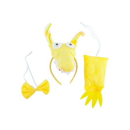 Lux Accessories Yellow Chicken Head Teeth Out Bowtie Tail Costume Party Dressup