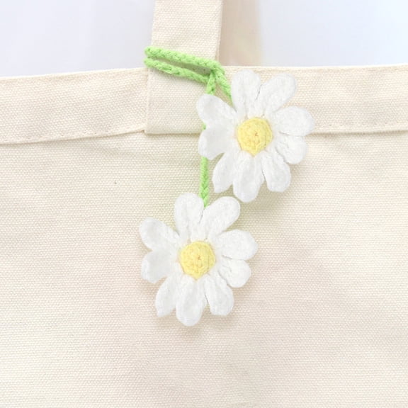 Handmade Crochet Daisy Bag Charm, Knitted Flower Purse Hanging Decor, Aesthetic Novelty Bag Pendant, Cute Woven Strap Accessory for Backpack, Handbag & Car Interior Decoration 1Pcs