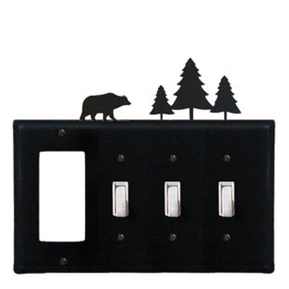 Bear & Pine Trees Single GFI CUSTOM Product Triple Switch Cover