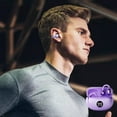 thumbnail image 2 of Open Ear Clip On Earbuds, Wireless Earphones with HiFi Stereo, Noise Reduction, Charging Case and Low Latency for Sports and Travel, Purple, 2 of 6