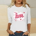 thumbnail image 5 of Mifsaly Valentines Day Shirts Women Bright Letter Print 3/4 Sleeve Tshirt Crewneck Loose Tunic Blouse Girlfriend Gifts Tops Pullover Work Going Out Funny Festival Daily Fashion Outfits L, 5 of 5