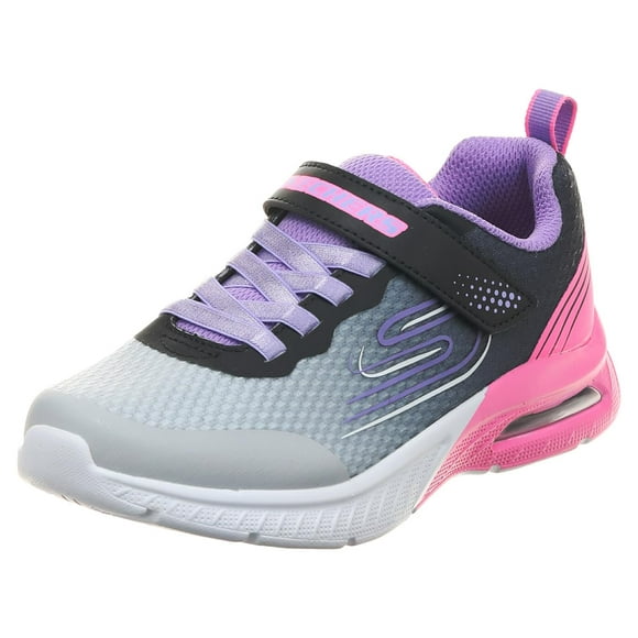 Zapatilla Skechers Microspec Max Plus para niñas, color gris y rosa, talla 12
