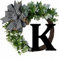 thumbnail image 1 of HAOAN Monogram Initial Letter Wreaths for Front Door with Striped Linen Bow & Grapevine Base Farmhouse Rustic Door Decor Spring Summer Green Wreath for Indoor Outdoor Home Xmas Decor, 1 of 6